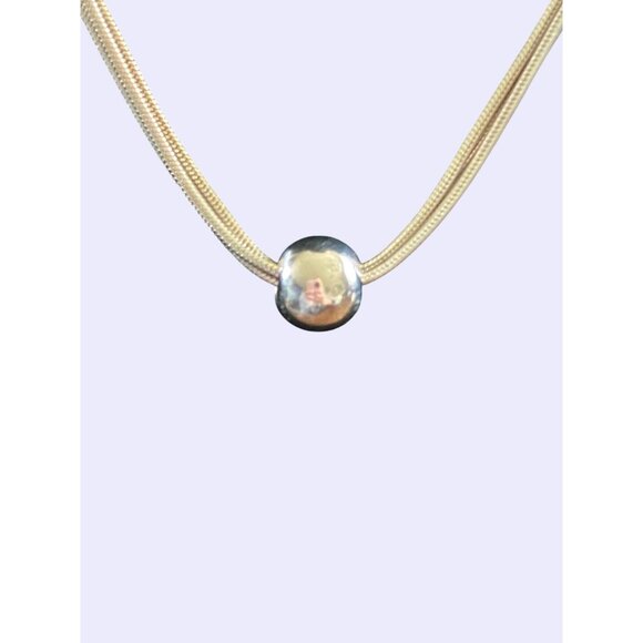 Sterling Silver Multi-Strand Necklace With Bead Pendant & Lobster Clasp - Picture 2 of 5